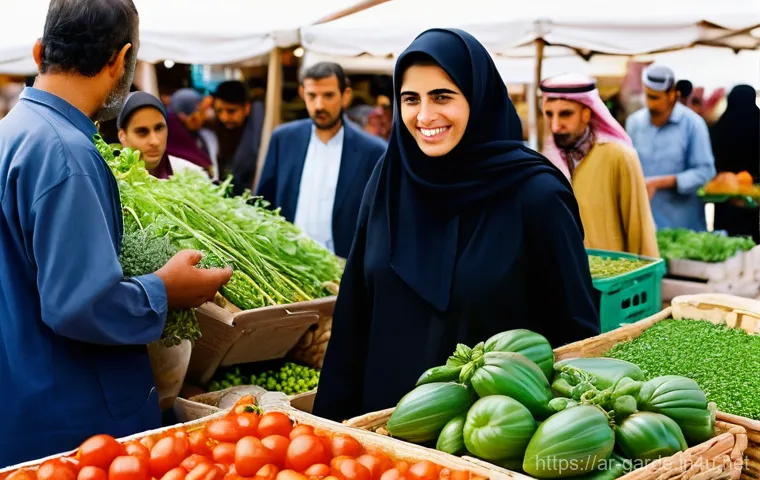 원예 분야에서 전문성을 쌓는 네트워킹 방법 - **Prompt:** "A young Arab woman, wearing a modest, comfortable long-sleeved top and trousers, sits i...