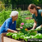 Home 22 원예 전문가가 추천하는 실습 장소 - **Prompt:** A vibrant community garden bustling with activity under a warm, sunny sky. A diverse gro...
